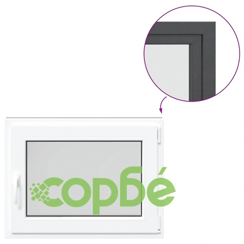 Прозорец за мазе RISOR 80x50 см PVC Отваряем и Отварящ се DIN десен Антрацит ➤ топ цена ➤ sorbe.bg