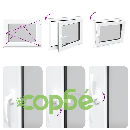 Прозорец за мазе RISOR 80x50 см PVC Отваряем и Отварящ се DIN десен Антрацит ➤ топ цена ➤ sorbe.bg