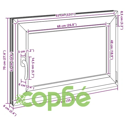 Прозорец за мазе RISOR 90x70 см PVC отваряем-завъртащ DIN десен антрацит ➤ топ цена ➤ sorbe.bg