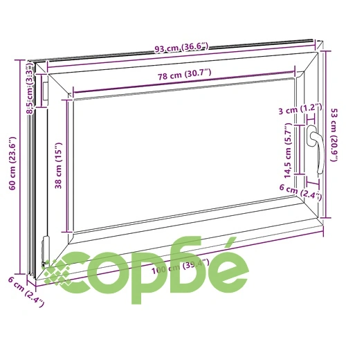 Прозорец за мазе RISOR 100x60 см Отваряем DIN ляв PVC Антрацит ➤ топ цена ➤ sorbe.bg
