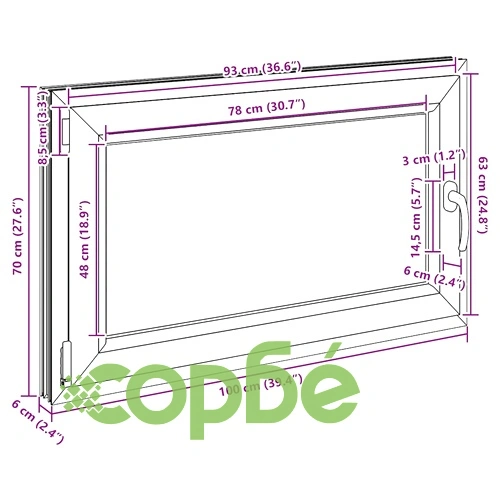Прозорец за мазе RISOR 100x70 см PVC Отваряем DIN ляво Антрацит ➤ топ цена ➤ sorbe.bg