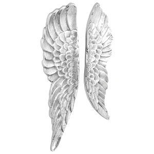 Скулптура с Ангелски Крила от Натурална Смола - Сребрист Цвят, 91 x 31 x 5 см