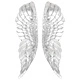 Скулптура с Ангелски Крила от Натурална Смола - Сребрист Цвят, 91 x 31 x 5 см