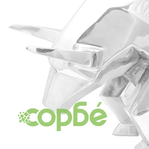 Скулптура на бик от алуминий, сребрист цвят, 74x23x39 см, декоративна фигура ➤ топ цена ➤ sorbe.bg