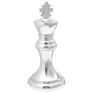 Декоративни шахматни фигури 2 бр. - Крал и Царица от полиран алуминий, 42 см