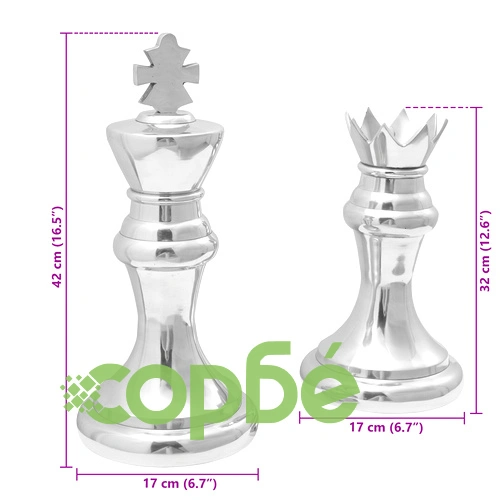 Декоративни шахматни фигури 2 бр. - Крал и Царица от полиран алуминий, 42 см ➤ топ цена ➤ sorbe.bg