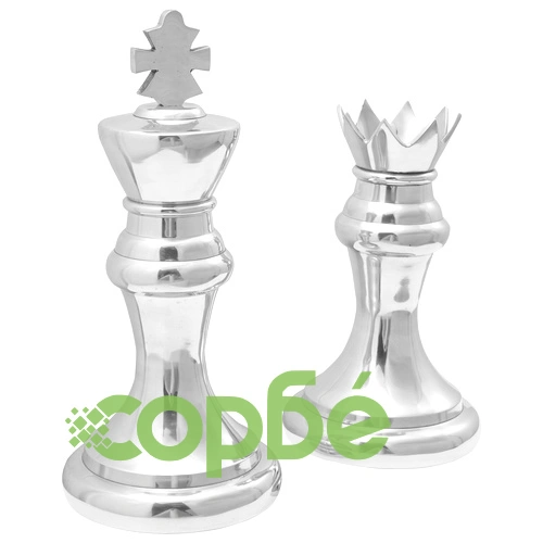 Декоративни шахматни фигури 2 бр. - Крал и Царица от полиран алуминий, 42 см ➤ топ цена ➤ sorbe.bg