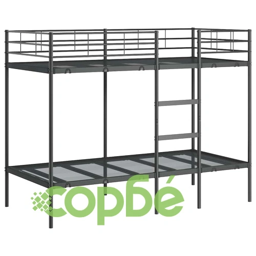 Двуетажно легло от стомана без матрак 90x200 см в черен цвят ➤ топ цена ➤ sorbe.bg