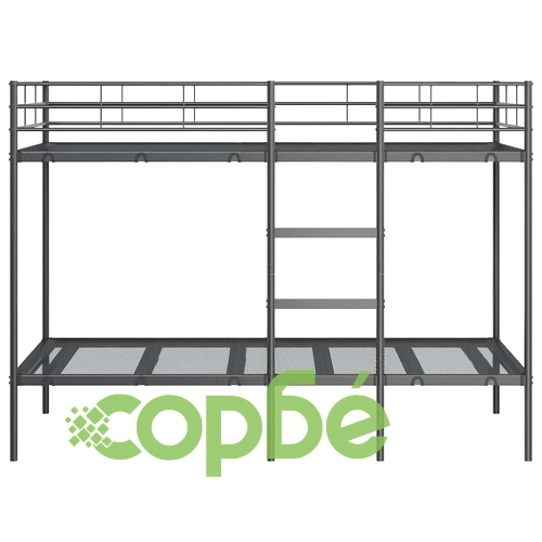 Двуетажно легло от стомана без матрак черно 100x190 см ➤ топ цена ➤ sorbe.bg