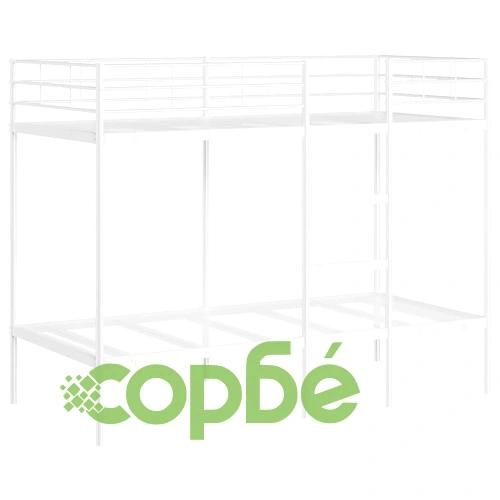 Двуетажно легло без матрак, 90x200 см, стомана, бяло ➤ топ цена ➤ sorbe.bg