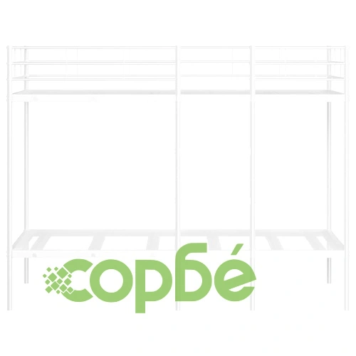 Двуетажно легло без матрак, 90x200 см, стомана, бяло ➤ топ цена ➤ sorbe.bg