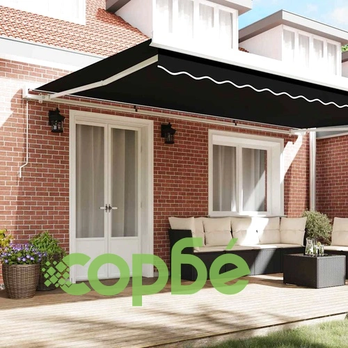 Резервен плат за тента 500×300 см - черно платно от канава ➤ топ цена ➤ sorbe.bg