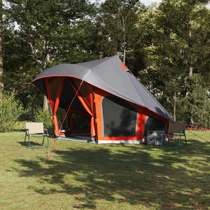 Семейна типи палатка за 10 души - Сив и Оранжев цвят, 508 x 470 x 300 см, Водоустойчива