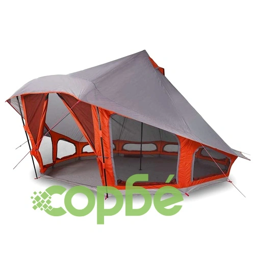 Семейна типи палатка за 10 души - Сив и Оранжев цвят, 508 x 470 x 300 см, Водоустойчива ➤ топ цена ➤ sorbe.bg
