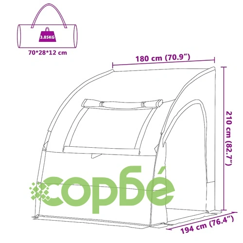 Водоустойчива палатка за караван зелена и черна 194x180x210 см полиестер ➤ топ цена ➤ sorbe.bg