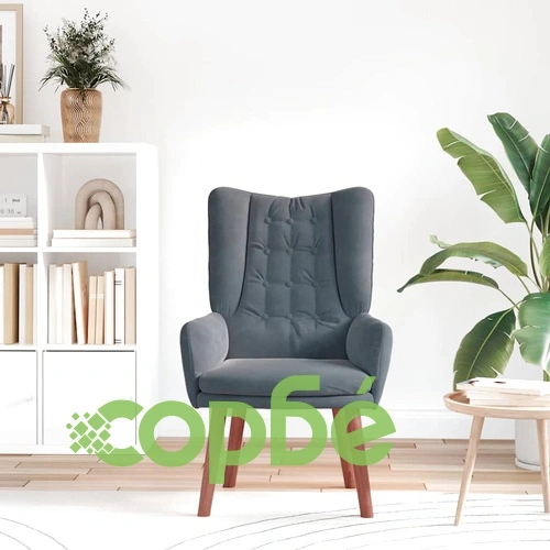 Кресло за релаксация от кадифе тъмносиво 63x67x94 см със стоманена рамка ➤ топ цена ➤ sorbe.bg