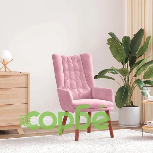 Кресло за релаксация от розово кадифе 63x67x94 см със стоманена рамка ➤ топ цена ➤ sorbe.bg