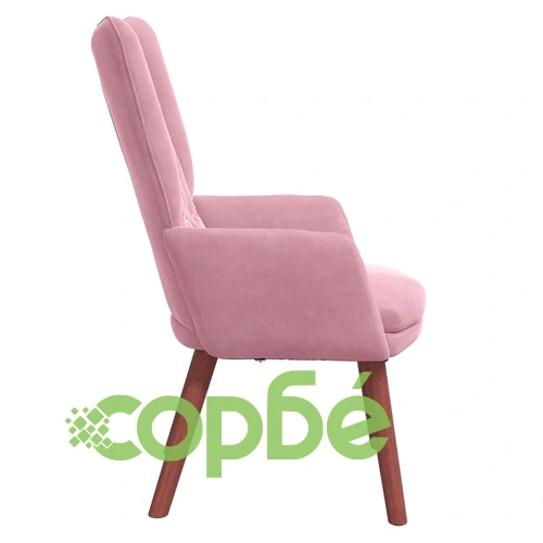 Кресло за релаксация от розово кадифе 63x67x94 см със стоманена рамка ➤ топ цена ➤ sorbe.bg