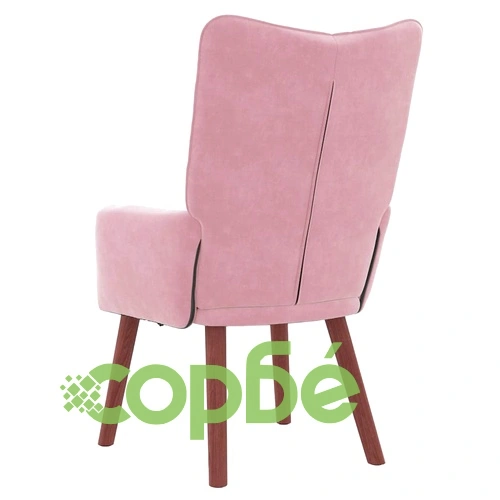 Кресло за релаксация от розово кадифе 63x67x94 см със стоманена рамка ➤ топ цена ➤ sorbe.bg