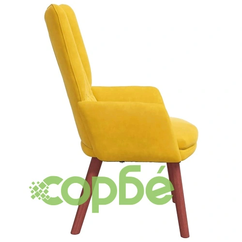 Кресло за релаксация от кадифе в жълто 63x67x94 см със стоманена рамка ➤ топ цена ➤ sorbe.bg