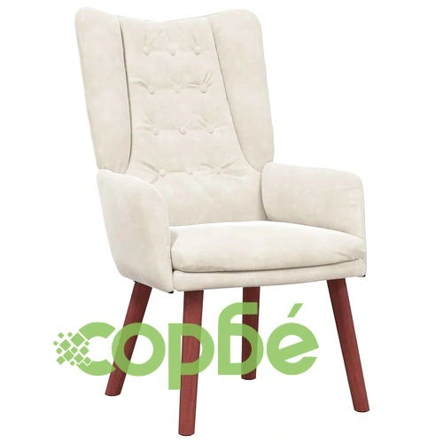 Кресло за релаксация от кадифе в крем цвят 63x67x94 см ➤ топ цена ➤ sorbe.bg