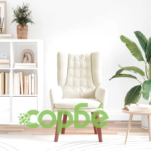 Кресло за релаксация от кадифе в крем цвят 63x67x94 см ➤ топ цена ➤ sorbe.bg