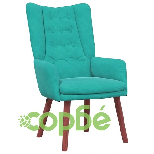 Кресло за релаксация тюркоаз кадифе 63x67x94 см със стоманена рамка ➤ топ цена ➤ sorbe.bg