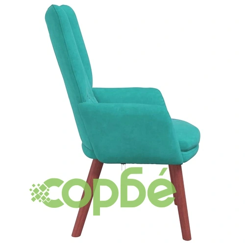 Кресло за релаксация тюркоаз кадифе 63x67x94 см със стоманена рамка ➤ топ цена ➤ sorbe.bg