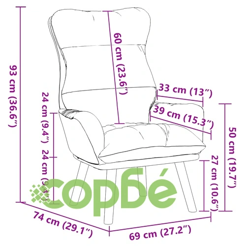 Фотьойл от кадифе, тъмносив, 69 x 74 x 93 см ➤ топ цена ➤ sorbe.bg