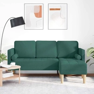 L-образен диван с 3 места тъмнозелен 173x131x67 см текстил