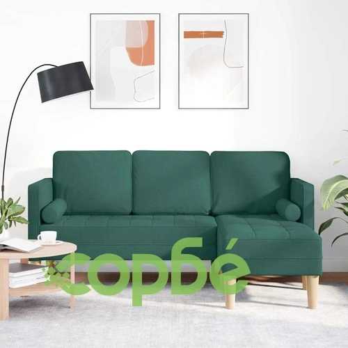 L-образен диван с 3 места тъмнозелен 173x131x67 см текстил ➤ топ цена ➤ sorbe.bg