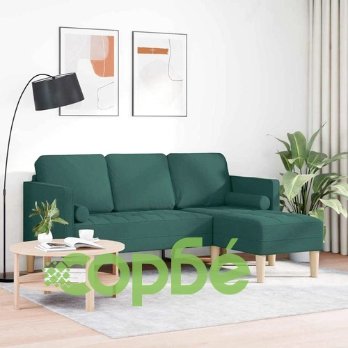 L-образен диван с 3 места тъмнозелен 173x131x67 см текстил ➤ топ цена ➤ sorbe.bg