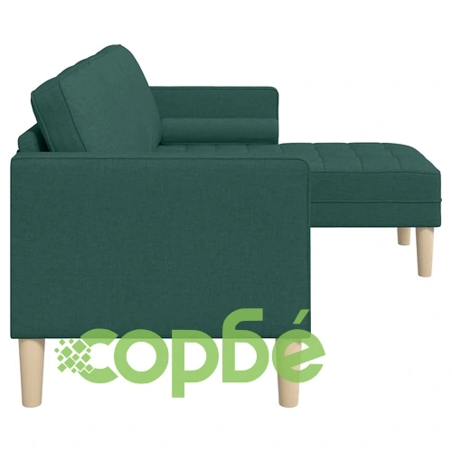 L-образен диван с 3 места тъмнозелен 173x131x67 см текстил ➤ топ цена ➤ sorbe.bg