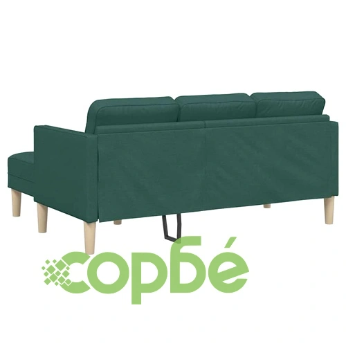 L-образен диван с 3 места тъмнозелен 173x131x67 см текстил ➤ топ цена ➤ sorbe.bg