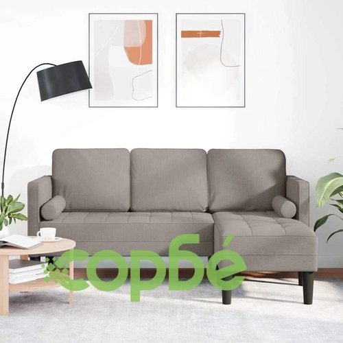 Триместен ъглов диван таупе 173x131x67 см текстил от бук ➤ топ цена ➤ sorbe.bg