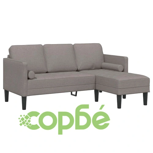 Триместен ъглов диван таупе 173x131x67 см текстил от бук ➤ топ цена ➤ sorbe.bg