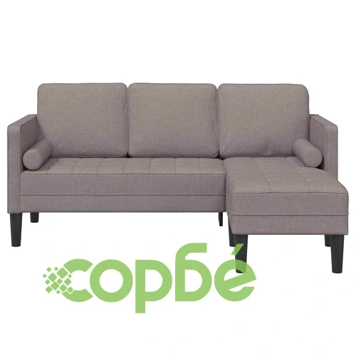 Триместен ъглов диван таупе 173x131x67 см текстил от бук ➤ топ цена ➤ sorbe.bg