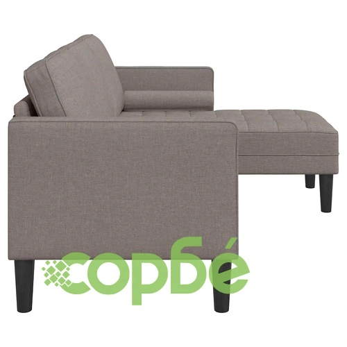 Триместен ъглов диван таупе 173x131x67 см текстил от бук ➤ топ цена ➤ sorbe.bg