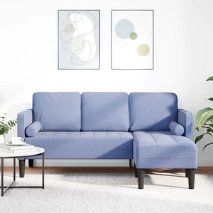L-образен диван 3-местен дънково син 173x131x67 см текстил бук