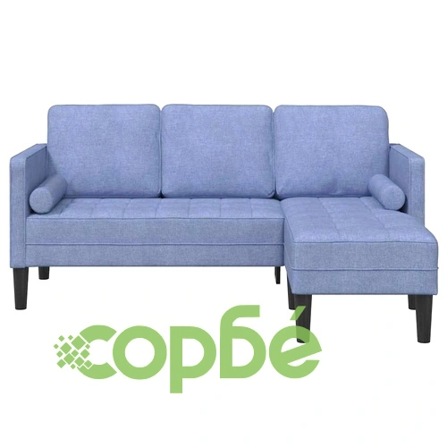 L-образен диван 3-местен дънково син 173x131x67 см текстил бук ➤ топ цена ➤ sorbe.bg