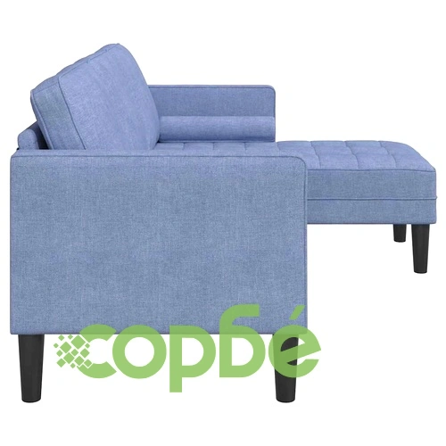 L-образен диван 3-местен дънково син 173x131x67 см текстил бук ➤ топ цена ➤ sorbe.bg