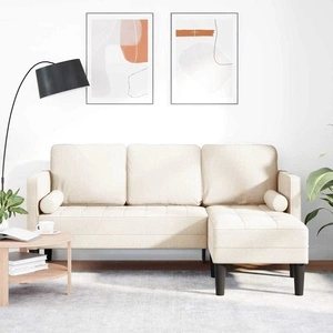 Ъглов диван с 3 места от лен 173 x 131 x 67 см бежов