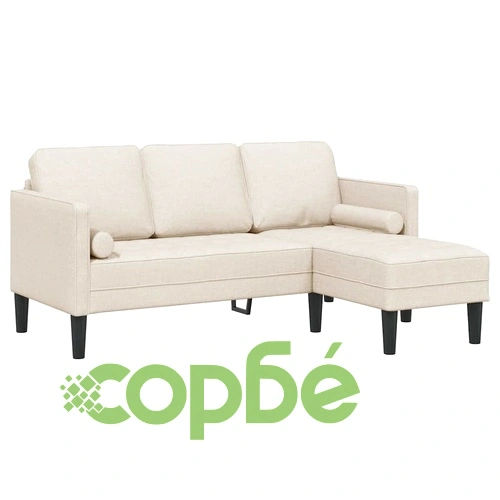 Ъглов диван с 3 места от лен 173 x 131 x 67 см бежов ➤ топ цена ➤ sorbe.bg