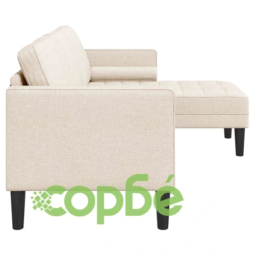 Ъглов диван с 3 места от лен 173 x 131 x 67 см бежов ➤ топ цена ➤ sorbe.bg