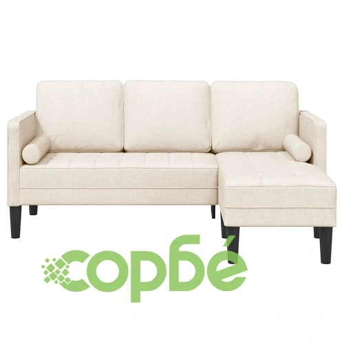 Ъглов диван с 3 места от лен 173 x 131 x 67 см бежов ➤ топ цена ➤ sorbe.bg