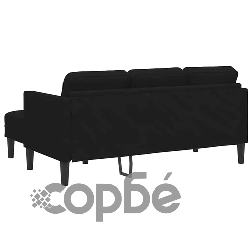 Триместен диван с шезлонг L-образен черен 160 см кадифе ➤ топ цена ➤ sorbe.bg