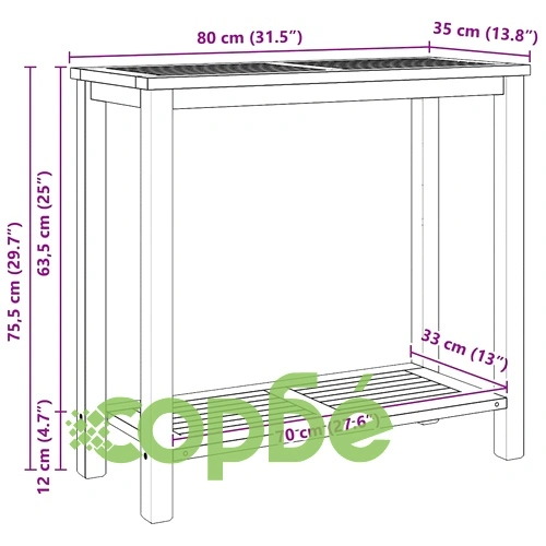 Конзолна маса от масивно тиково дърво с рафт 85x35x75 см кафява ➤ топ цена ➤ sorbe.bg