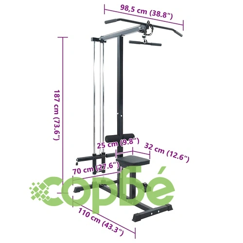 Машина за дърпане на горен скрипец с регулируем стол 80 кг стомана 110x70x187 см ➤ топ цена ➤ sorbe.bg