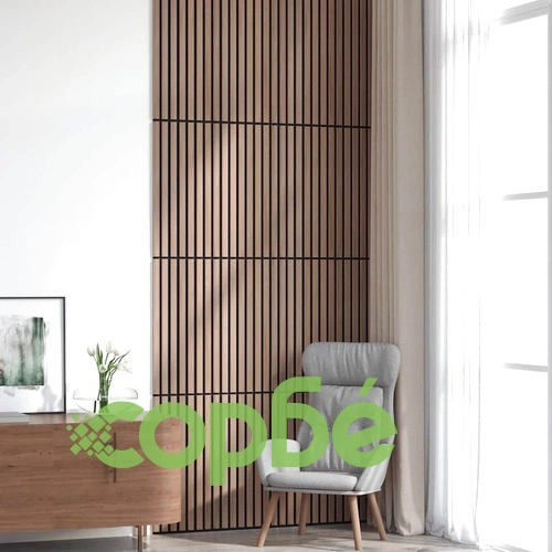 Акустични Стенни Панели с Ламели 8 бр. 60,5x60 см Дъбов Фурнир Кафяв Орех ➤ топ цена ➤ sorbe.bg