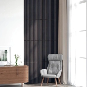 Акустични стенни панели с ламели 8 бр. 60,5x60 см дъбов фурнир